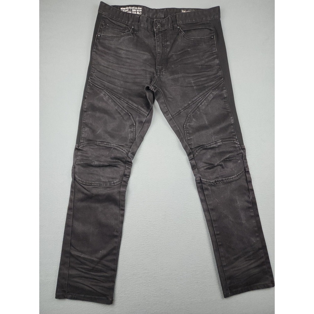 Smoke Rise Jeans Mens 36x32 Gray Slim Taper Moto Stretch Denim Streetwear